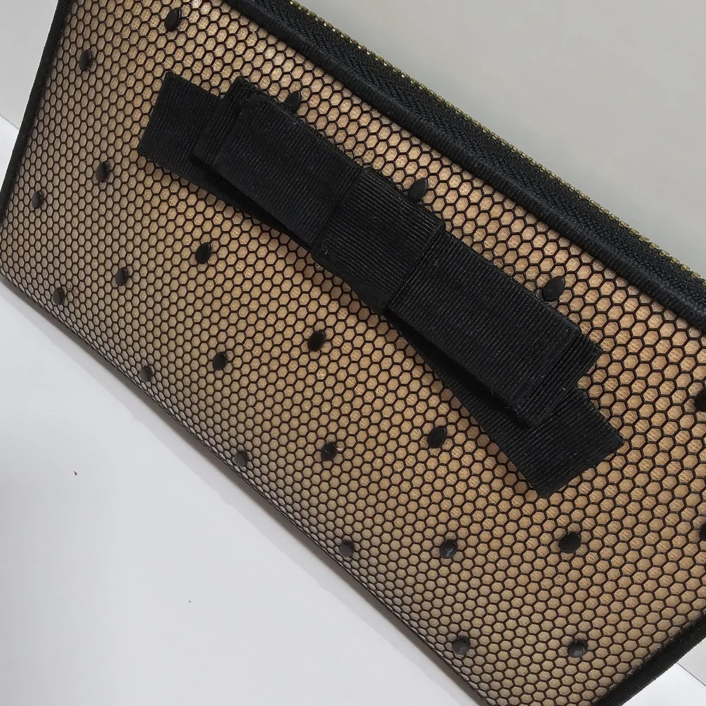 Valentino Nude and Black Bow Zip-Around Wallet
